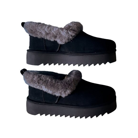 UGG Nita Genuine Shearling Platform Slippers Black Charcoal — Size 8 — NIB - Picture 5 of 13